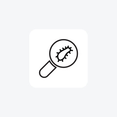 Magnifier, Bacteria, Research Vector Line Icon