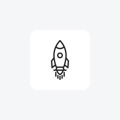 Rocket, Space, Aerospace Vector Line Icon