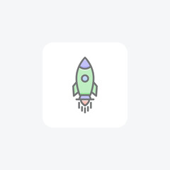 Rocket, Space, Aerospace Vector Awesome Fill Icon