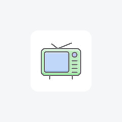 Television, Tv, Media, Screen Vector Awesome Fill Icon