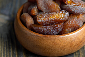Naturally dried ripe apricots, close up