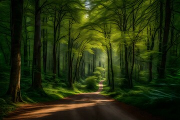 Obraz premium path in the forest AI generated