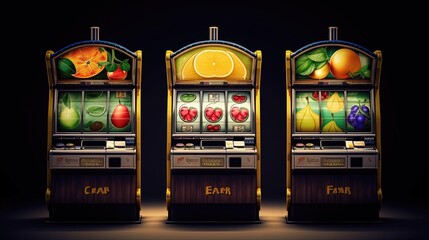 Classic slot machines and their distinctive features. With their vintage aesthetics, familiar symbols, and easy-to-understand mechanics. Generated by AI.