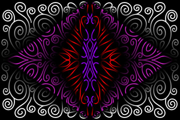 Beautiful colourful gradient batik line art pattern background pattern 