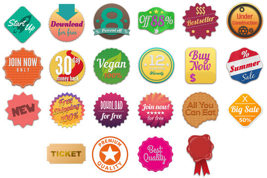 colorful badges pack