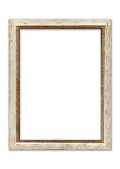 Modern grunge mockup portrait frame of rough light brown natural wood on transparent background