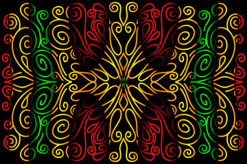 Beautiful colourful gradient batik line art pattern background pattern 