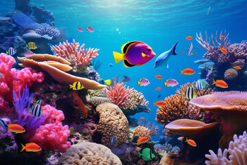 coral reef and fishes generative ai