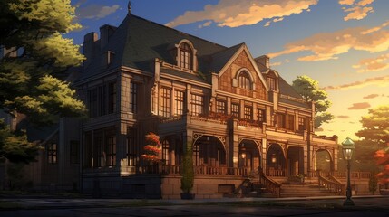 Obraz premium Church in the village of the country. AI generated art illustration.