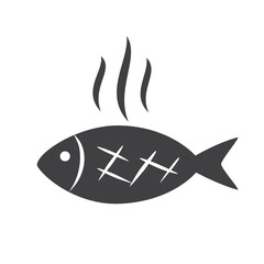 Fish grilled culinary concept isolated flat design vector illustration.
