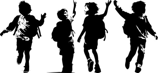 back to school boy waving hand silhouette
