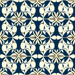 Obraz premium The elegance of blue and white intertwines in this image, presenting a beautiful art nouveau pattern reminiscent of azulejo and art nouveau floor patterns.