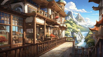 Obraz premium Church in the village of the country. AI generated art illustration.