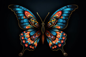 butterfly on black background generative ai