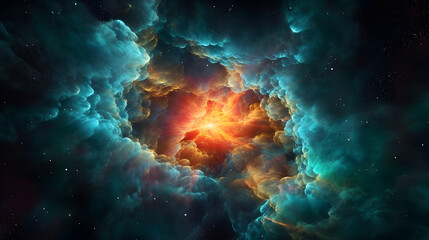 Obraz na płótnie Canvas Digital planets nebula starry sky abstract graphic poster web page PPT background