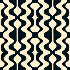 Seamless black and white fabric pattern featuring wavy lines, creating a mesmerizing and repeating aizome inspired design.