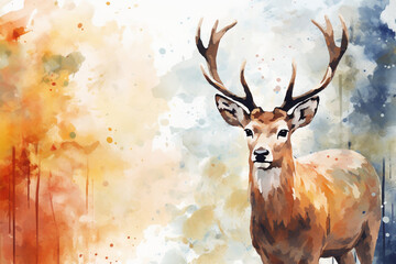 watercolor style painting of deer shape