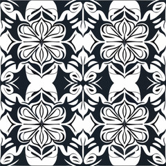 Striking black and white floral design takes center stage, showcasing an elegant damask pattern that repeats flawlessly, making it an ideal choice for fabrics.