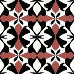 Stunning black and red pattern set against a white backdrop. Inspired by the intricate beauty of Moorish tiles, this design features a delightful peppermint motif intertwined with fractal.