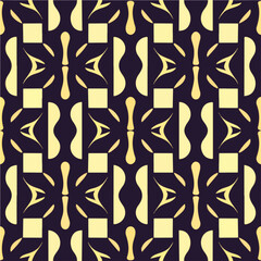 Abstract art deco pattern featuring striking black and yellow hues. The repetitive motif exudes an art nouveau charm, making it an intriguing fabric design.