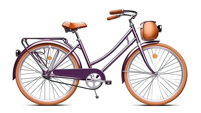 Purple bicycle photo realistic illustration - Generative AI.