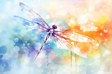 watercolor style painting of a dragonfly shape - obrazy, fototapety, plakaty