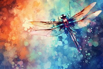 watercolor style painting of a dragonfly shape