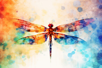 Obraz na płótnie Canvas watercolor style painting of a dragonfly shape