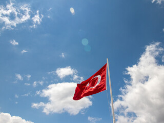 turkish flag against sky