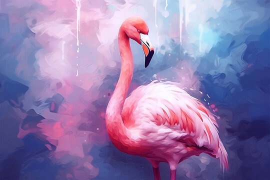 watercolor style painting of flamingo shape