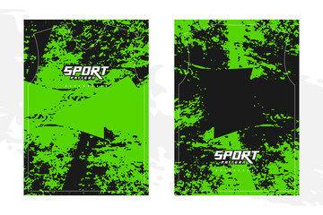 Green grunge texture template design on dark background for motocross racing team uniform