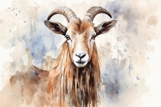 watercolor style painting of a goat shape