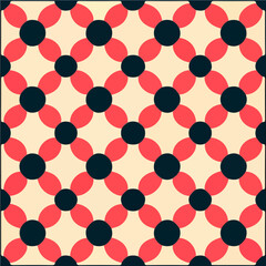 Striking black and red checkered pattern adorned with varying dots and a Sierpinski gasket motif combines geometric precision with a bold color scheme, resulting in an eye catching visual.