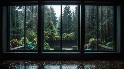 Rainy windows. Generative AI