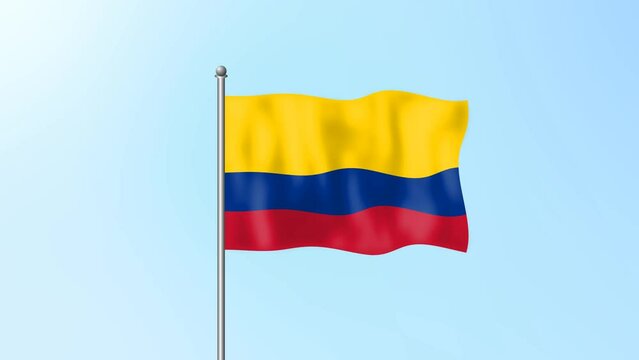 Colombia flag waving on beautiful clean blue sky footage background. 4k