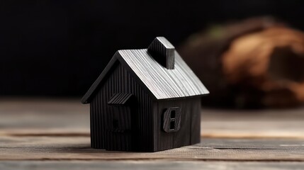 Obraz na płótnie Canvas wooden house on black background