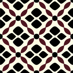 Vibrant red and black intertwine on a pristine white canvas, forming an art deco pattern with a touch of peppermint motif and art nouveau influence.