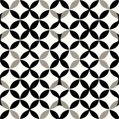 Enchanting black and white pattern adorned with circles, forming a repeating and seamless design. This captivating artwork combines elements of art deco style and a touch of dark floral.