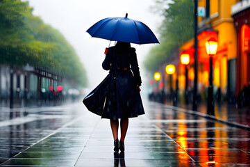 Draw a woman holding an umbrella on a rainy day.
Generative AI