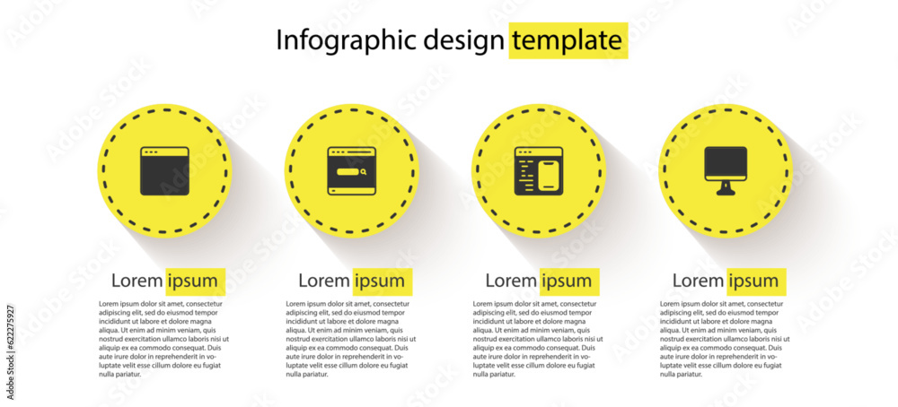 Wall mural set browser window, search engine, software and computer monitor screen. business infographic templa