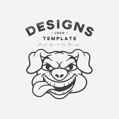 Cute pork head logo design