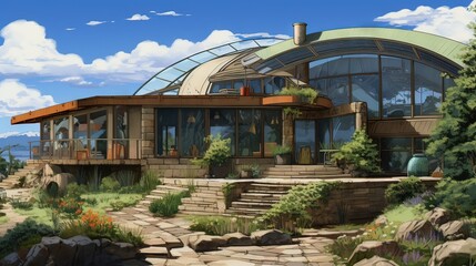 Gazebo in the park. AI generated art illustration.