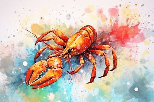 watercolor style painting of shrimp shapes