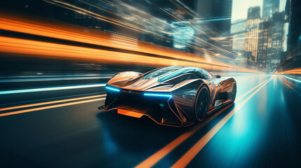 Obraz premium fast moving car on the road