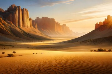 Fototapeta na wymiar sunrise in the desert generated Ai.