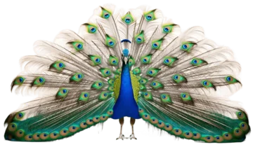  Peacock Feathers Spread Out on Transparent Background. Generative AI © AIstudio1