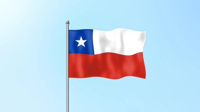 Chile flag waving on beautiful clean blue sky footage background. 4k