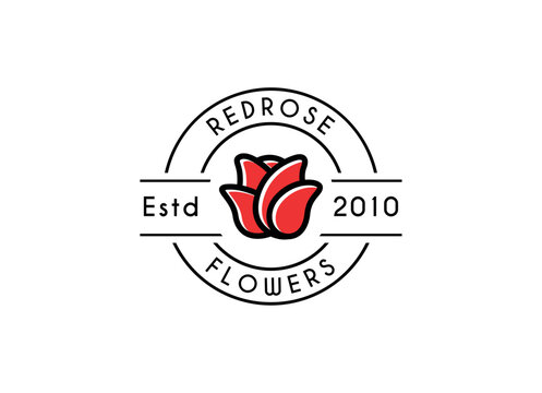 Red Rose Logo Vector Illustration Emblem Stock Vector
