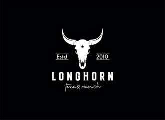 Vintage apparel logo with longhorn skull