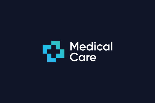 Negative space medical logo vector design for health business